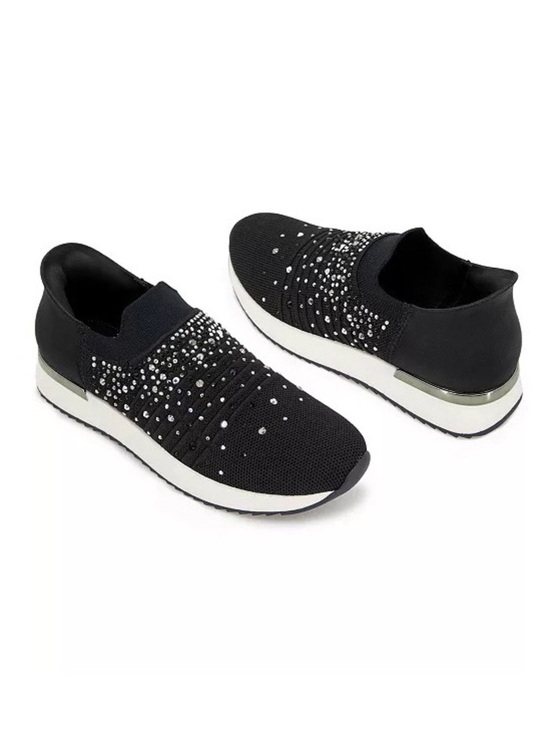 Kenneth Cole Reaction Shoes - Kenneth Cole Reaction Cameron EZ Slip on Jeweled Jogger Sneaker Black White SZ 7